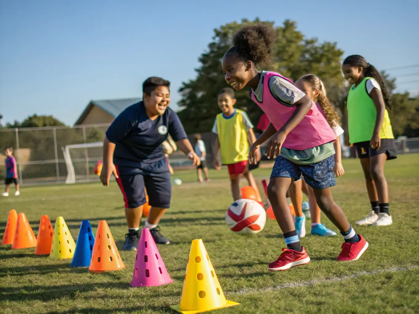 A group of FCBSA members participating in a community football event, highlighting the club's involvement and engagement with the local community.